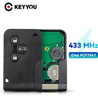 KEYYOU Remote Car Key For Renault Clio Logan Megane 2 3 Scenic 3 Buttons 433Mhz Smart Emergency Insert Key ID46 PCF7947 Chip