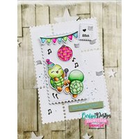 Interactive Dancing Pop up Turtles Metal Cutting Dies Clear Stamps Hot Foil for DIY Making Card Scrapbook Embossed Paper Album