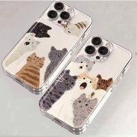 Creative Unique Cat Phone Case Transparent For iPhone 17 Pro 16 15 14 13 12 11 Pro Max 16e Air X XR XS 7 8 Plus Shockproof Cover