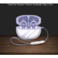 Crystal Clear Case for Honor Choice Earbuds Clip 2 Pro Drop-proof Slim Soft TPU Protective Cover with Carabiner