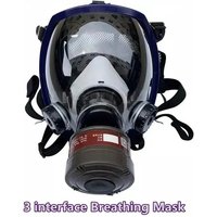 Masque à gaz complet polyvalent à 3 ports sphérique Super clair Masque de protection entièrement scellé Peinture en aérosol Masque à gaz de pollution industrielle