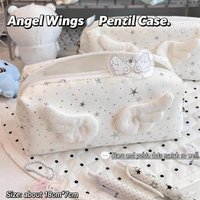 Lovely Star Wings Pen Bag Large Capacity Student Stationery Pouch Portable Desktop Storage Case School Daily Supplies
