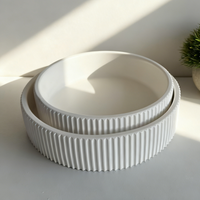 Round Striped Plaster Tray Gypsum Storage Bowl Epoxy Resin Silicone Mold Big Size Cement Flowerpot Succulents Plants Pot Mould