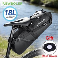 NEWBOLER Bike Saddle Bag 18L With Rain Cover MTB Road Bicycle Large Capacity Cycling Bag Foldabe Tail Rear Bag Trunk Accessories