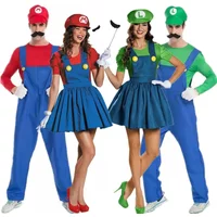 Halloween Super Brother Plumber Costume for Women Men Cosplay Purim Carnival Party Fantasia Dress Up