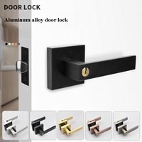 Simple Aluminum Alloy Heavy-duty Black Square Handle Lock Indoor Door Room Door Lock