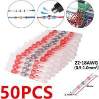 50pcs Red Waterproof Heat Shrink Solder Seal Sleeve Butt Wire Connectors Terminals A.W.G:22-18