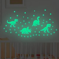 Glow-in-the-Dark Cartoon Dinosaur Wall Stickers - Dinosaur Claw Print Decals Self-Adhesive Home Decor For Kids Bedroom Playroom