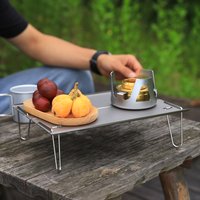 Portable Camping Table, Small Ultralight Folding Table with Aluminum Table Top and Carry Bag, Mini Barbecue Coffee Table