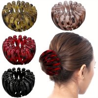 Lady fashion magic hairpin, expandable ponytail hairband, retro geometric stretchable hairband for round bun hair clips