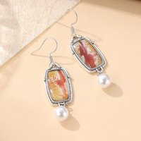 Ethnic Hoop Drop Earring Vintage Women Bohemia Silver Color Dangle Earrings Summer Beach Fashion Jewelry