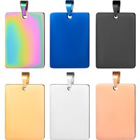 5Pcs Stainless Steel RectangleTags Pendant ID Blank Dog Tags Necklace Jewelry 28mm*40mm