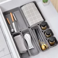 8-piece Set Drawer Organiser Office Storage Box Desk Folding Drawer Desk Organizers Multifunctional Stationery Rack Plastic