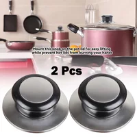 2pcs Black Stainless Steel Lid Knob 5mm-12mm Universal Replacement Handle for Glass Lid Kitchen Cookware Fixing