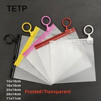 TETP 100Pcs Frosted/Transparent Zipper Bags With Pull Tabs Home Travel Socks Panties Makeup Brush Jewelry Packaging Storage