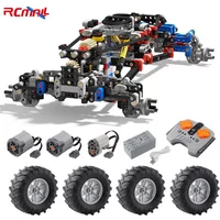 RCmall 4WD Samochód Terenowy z Przednim Zawieszeniem, Zestaw Części MOC z Klocków 23798 + 15038 Opony Kompatybilne z LEGO