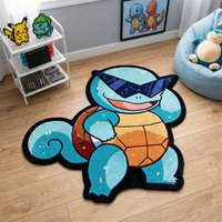 Cute Squirtle Pokemon Area Rug Kawaii Anime Floor Mat Custom Shape Soft Carpet Non Slip Kids Room Decor Gamer Boy Gift Bedroom