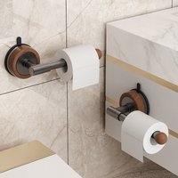 Suction Cup Toilet Paper Holder Wall Mounted No Drill Bathroom Tissue Storage Rack Space Saving Toilet Side Roll Paper Org