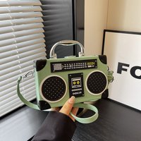 Retro Radio Shape Hard Case Crossbody Bag Novelty Boombox Design Mini Box Handbag Detachable Strap Funny Unique Shoulder Purse