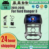 Android 16 Carplay Auto Qualcomm 2K QLED Screen Car Radio Player For Ford Ranger 3 2011 2012-2015 GPS DSP Stereo BT WIFI 4G DVD