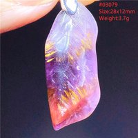 Natural Purple Cacoxenite Auralite 23 Red Rutilated Pendant Necklace Women Men Raw Material From Canada Crystal Jewelry AAAAAA