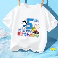 Snoopys Clothes Cartoon Anime Numbers 1-10 Printed T-shirts Unisex Cute Tee Birthday Party Tops Summer Cotton T-shirt Gifts New