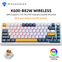 Machenike K600-B82W Mechanical Keyboard Tri-Modes Gasket Mounted 75% ANSI Layout RGB Backlit Wireless Gaming Keyboard