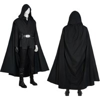 Luke Skywalker Cosplay Costume Luke Black Battle Suit Top Pants Cloak Full Set Outfits for Halloween Party Hand Made