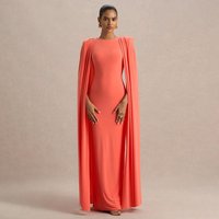 Women's round Neck Pleated Evening Dress Banquet Party High Waist Polyester No Sleeve High Quality Ladies Fashion Dress