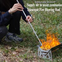 1 pc Blowing fire pipe stainless steel camping outdoor picnic fire making extendable blowing fire rod camping equipment
