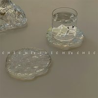 Nordic Style Irregular Ice Cube Melting Glass Thickened Heat-Resistant Coaster - High-quality glass, unique design, modern home