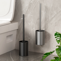 Space Aluminum Long Handle Toilet Brush, a Brush Tool for Household Toilet Washing, Wall Mounted Toilet Cleaning Set