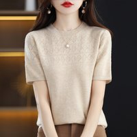 Frauen Kurzarm T-shirt Neue 100% Lyocell Tees Pullover Oansatz Diamant Spleißen Pullover Weste Sommer Gestrickte Bodenbildung Tops