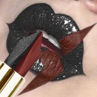 2 Colors Glitter Metallic Lipstick Waterproof High Pigment Lip Tint Black&Red Lip Makeup Gifts Diamond Perlescent Lip Glaze