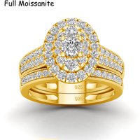 2PCS Diamond Couple Rings Set Woman Wedding Engagement Sterling Silver Ring Shining Luxury 5A Zircon 14k Gold Classic Jewelry
