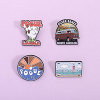 Coastal Life Enamel Pin Set Retro Beach Van Brooch Metal Badge Travel Jewelry Gift