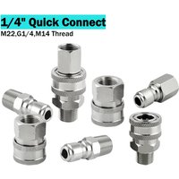 Various 1/4" Quick Plug & Connector Stainless Steel Car Wash Gun Adaptors With G1/4 M14 M22 Thread Female Male
