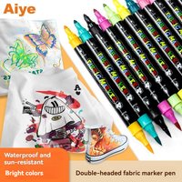 24 Colors Permanent for Clothes Fabric Paint Pens Fabric Markers Dual-Tip Fabric Markers for Shirts Bags Hats Canvas Textiles