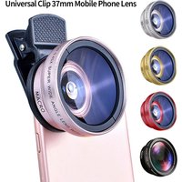 2-in-1 Clip On Phone Camera Lens 0.45X Super Wide Angle & HD Macro 37mm Universal Lens for iPhone Android Smartphones