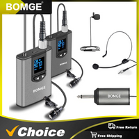 BOMGE Dual Wireless Microphone System Headset Mic/Stand Mic/Lavalier Lapel Mic with Rechargeable Bodypack Transmitter & Receiver