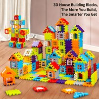 Large Size House Building Blocks Interlocking Construction Toy Set Simulated Windows DIY Villa Castle STEM Educational Toy Gifts