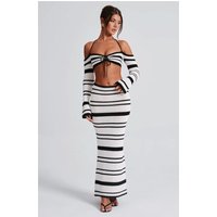 2026 Summer New Hot Girl Women's Suit Fashionable Temperament Striped Long Sleeve Halter Top Skirt Two-piece Set For Women
