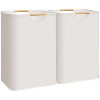 Large Laundry Hamper Collapsible Laundry Basket with Bamboo Handles Freestanding Waterproof Clothes Hamper For Clothes Blankets
