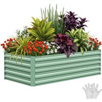 Rectangle Galvanized Raised Garden Bed, 60cm Tall Metal Planter Box, 0.5mm Thick Rust Resistant Outdoor Garden Bed with Drainage for for Outdoor Vegetables, Flowers 180x90x60cm/240x120x60cm
