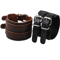 Punk Gothic Harajuku Individuality Originality Tide Simple Retro Leather Double-buckle Unisex Bracelet Accessory