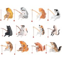 2023 Nordic Little Cute Sitting Fishing Cat Sculpture Figurine Home Creativity Statue Miniature Landscaping Fish Cat Decorations