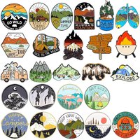 Outdoor Adventure Enamel Pins Scenic Mountain Camping Flame Wilderness Desert Brooches Lapel Badge Jewelry Gifts For Friends