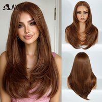 Noble Cosplay Synthetic Lace Front Wigs For Women 13x3 Straight Lace Wig Pre Plucked Layered Wig Ombre Blonde Brown Lace Wig