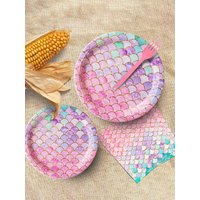 50 pieces, reusable mermaid patterned party cutlery set, cutlery set, dining table decoration, birthday decoration,