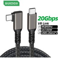 USB C 100W PD 5A 90 Angle USB3.2 Type-C Cable 4K@60Hz 20Gbps USB-C Gen2 Data Sync Cord For Macbook Pro Oculus Quest 1 2 VR Line